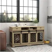 DJHK docor Dog Crate Table Dog Crate Furniture with Storage Wooden Dog Crate Furniture Double Dog Crate Furniture,Dog Crate/Pet Cages Oak Color,Oak