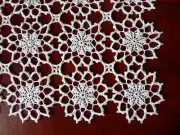 New handmade white crochet lace flower motif small square tablecloth/centrepiece