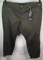 AUTOGRAPH DARK KHAKI OLIVE “ZIP POCKET & HEM” STRETCH TWILL PANTS SIZE 26 NEW