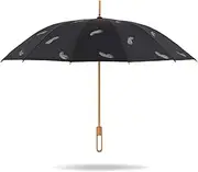 Umbrella 12 Ribs Bamboo Golf Umbrella Long Handle Straight Umbrella Large Windproof Automatic Open Stick Umbrella Oversize Rain Umbrella for Outdoor Travel Sun and Rain Proof