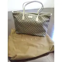 在飛比找蝦皮購物優惠-【二手九成新】GUCCI 經典雙G防水PVC拉鍊托特包-大/