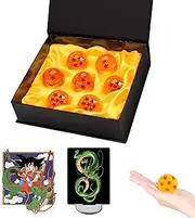 Dragon Balls for Children, DBZ Crystal Balls Party Favours, 4.3 cm Dragon Ball Set with Fridge Magnets, Display Card, for Collectors Cosplay Party, Birthday, Christmas, Children's Day