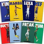 Stephen Curry, Bryant, James, Ja Morant, Antetokounmpo, Doncic, Tatum, Butler Poster Basketball Canvas Poster Wall Art Print Set of 8 Gifts for Boys Living Room Bedroom Decoration Unframed: 8x12inch