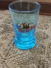 The Alamo Shot Glass , Clear Blue Glass