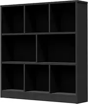 OIKITURE 8 Cube Bookcase 3-Tier Open Wooden Bookshelf Anti-Tip Kit Included, Display Shelves Storage Stand Rack Per Shelf Capacity 5kg, 100.5x24x104.5CM, for Living Room Bedroom Kid's Room, Black