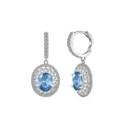 ANYCO Earrings 925 Silver Blue Oval Diamond Dangle Fashion Accessories For Women