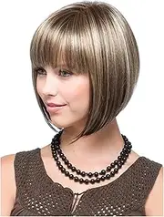 Fashionable Bob Wig Human Hair Ombre Brown Honey Blonde，Short Ombre Blonde Brown Bob Wigs Cosplay Wigs (Color : As Shown)