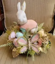 Bunny, Egg And Flowers Capiz Shell Centerpiece