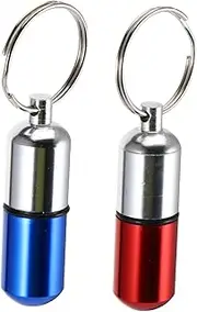 CLISPEED 2pcs Pill Holder Keychain Emergency Pill Fob for Travel Lightweight Storage and Colors