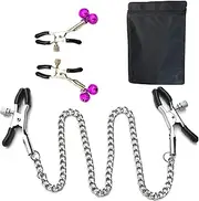 -53568Nipple Clips Clamps for Women/Men Adjustable Pressure Breast Clamps Stainless Steel Non Piercing Nipple Rings Decorative Clip for Pleasure Toys Nipple (Medium-4 (N4)