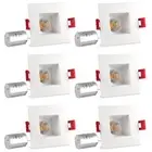 Luxrite 2 Inch Square Regressed LED Recessed Light with J-Box 5000K 600lm 6-Pack