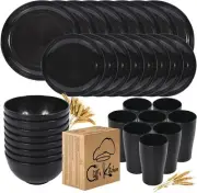 Wheat Straw Dinnerware Sets Microwave Safe Dishes Set for 8 Unbreakable