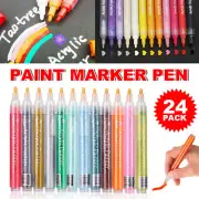 24 Acrylic Paint Pens Painting Markers Rock Stone Ceramic Glass Drawing Painting