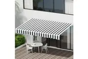 Instahut Retractable Folding Arm Awning Motorised Sunshade 4Mx3M Grey White