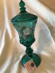 Fenton Art Glass 1997 George Fenton Signature Series Spruce Green Urn