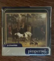 New Vintage Pimpernel English Tally Ho Hunting Set of 6 Coasters Cork