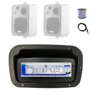 Dual Marine Radio,Spa Bezel,Adapter, Antenna,Wire, 2x 4" 30 Watt White Speaker