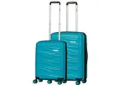 Delphin Wave Hardside 2 Piece Spinner Suitcase Set Medium & Cabin Turchese Blue