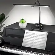 TonyEst LED Piano Desk Lamp with Base & USB Charging Port, 12W Bright Dimming LED Table Lamp for Home Office, Flexible Gooseneck Piano Desk Light for Upright Piano, Grand Piano