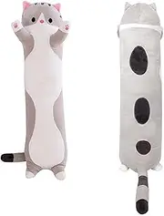 Long Cat Plush Pillow, 43.3 Inch Cute Plush Long Body Pillow Stuffed Animal Plushie Soft Cat Doll Gift