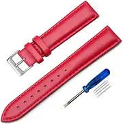 [Lewey] Leather Watch Strap Band 12mm/14mm/16mm/18mm/20mm 22mm Smooth Watchbands Stainless Steel Buckle Watch Band Free Tool