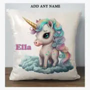 Unicorn Cushion Cover Glitter Throw Pillow Case Personalised Rainbow