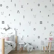 Baby RyRo London Stylish Animal Wall Decals - Charming Jungle Nursery Decor, Nordic Style Safari Wall Decals for Baby Room Decor, Black & White Jungle Wall Decals, Peel and Stick.