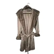 Pottery Barn Alpaca Faux Fur Cozy Hooded Brown Robe Size Medium