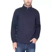 BC Clothing Men’s Fleece Lined Quarter Zip Pullover Top, Blue, Medium