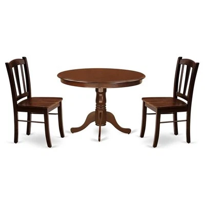 East West Furniture Hartland 3 Pieces Solid Wooden Dining Set in Mahogany