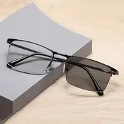 Photochromic Reading Glasses Rimless/Half Frame Men Eyeglasses Multifocal Reader Sunglasses Blue Light Blocking+1.50 (Color : A, Size : +1.5)