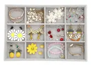 Stackable Jewelry Tray 12 Grid Velvet Jewelry Display Jewelry Organizer Brace...