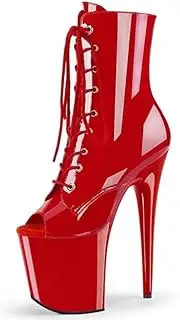 [denova's] Women's Patent/Suede Very High Heel Lace Up Big Size Platform Pole Dance Open-Toe Ankle Boot with Zipper