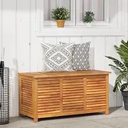 Garden Storage Box with Louver 113x50x56 cm - Solid Acacia Wood, Outdoor Furniture Storage, Waterproof Bag, Deck, Patio, Large Cabinet, Versatile Use, Shed, Bench, Chest