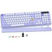 Wireless Keyboard, Round Keycaps, Retro Typewriter Keyboard with Detachable W...