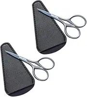Professional Moustaches Set 2 Pieces Stainless Steel Small Scissors for Beard and Eyebrow Trimming Portable Travel Kit