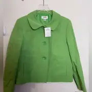 Talbots Women's 3 Button Cotton/Linen Blazer - Green - Size 12 US