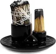 Palo Santo Sticks Holder Ceramic,Palo Santo Burner,Multi-Purpose Incense Burner Candle,Holder Elegant Incense Burner Holder,Effortless to Clean Sage Holder Candle Holder (Black)