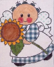Sunflower Angel Hand Painted Needlepoint Canvas