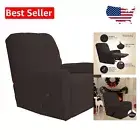 Soft Chocolate Recliner Stretch Sofa Cover 4-Piece Protector - Machine Washable