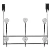 3 Hook Over the Door Hooks with Crystal Knobs, Organize Clothes, Coats, Robes...