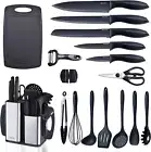 Kitchen Knife Set with Kitchen Utensils,18 Pieces Knives Set for Kitchen with Co