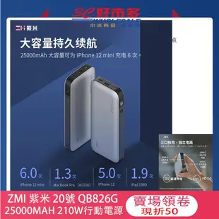 🌺3C好市多 ZMI 紫米 QB826G 20號 行動電源 210W 行動電源 PD快充 25000mah PD3.0