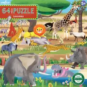 64pc eeBoo Jigsaw Puzzle 22x22cm Kids Educational Fun Play Game Savanna 5+