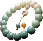 [TozLu] Bead Bracelet,Prayer Beads Bracelet,Green Bodhi Root Single Circle Bracelets, Buddha Beads, Can Bring Good Luck, Wealth and Health, Suitable for Men and Women