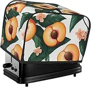 BedBliss Summer Peach And Flowers Print 2 Slice Toaster Cover Fingerprint Bread Maker Protectors,Kitchen Small Appliance Dust Cover