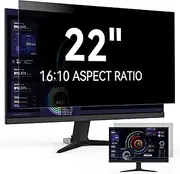 22 Inch Privacy Screen Filter for 16:10 Widescreen Monitor, Removable Anti Glare Blue Light Anti Spy Protector Screen, Computer Privacy Shield Film 22In Compatible with Lenovo Hp Dell Acer Asus