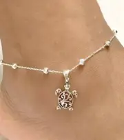1pc Alloy Turtle & Beaded Design Women's Fashionable Beach Anklet