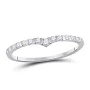 10kt White Gold Womens Round Diamond Chevron Stackable Band Ring 1/4 Cttw