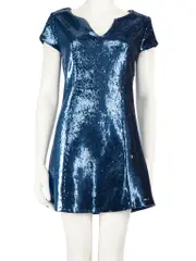 Blue Sequinned Mini Dress